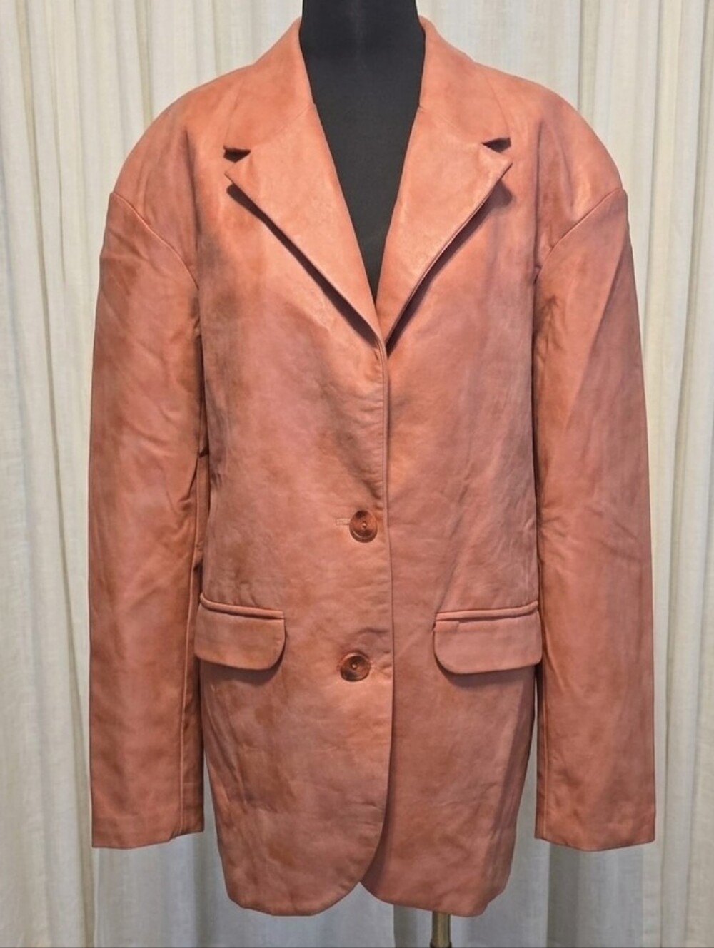 House of CB Kiera Blazer in warm pink vegan leather.
